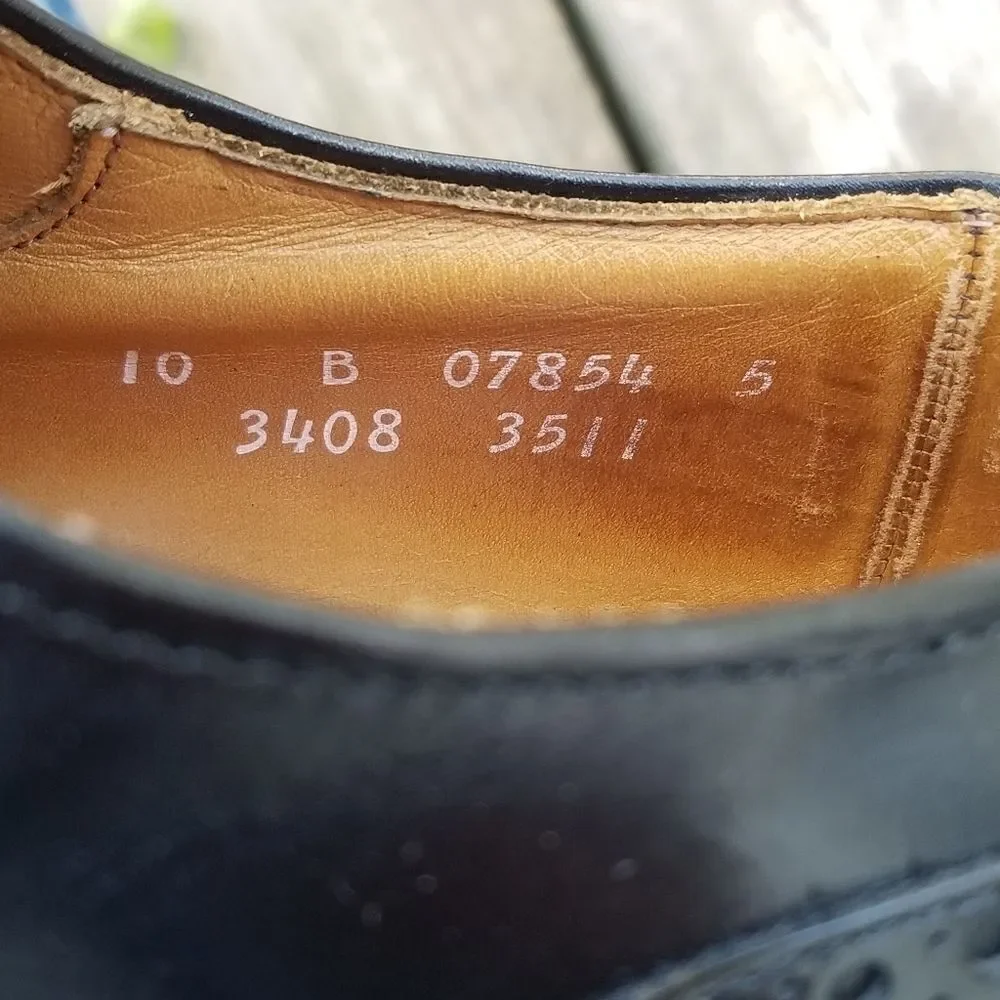 Allen Edmonds Benton Cap Toe Oxfords Brogue Black Patent Leather Casual Shoes 10